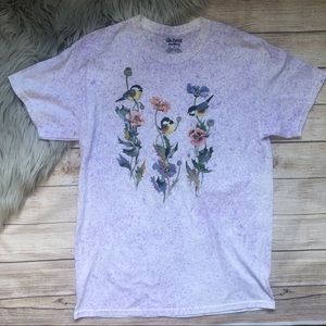 Gildan Woman's Dry Blend Spring Bird Floral Shirt